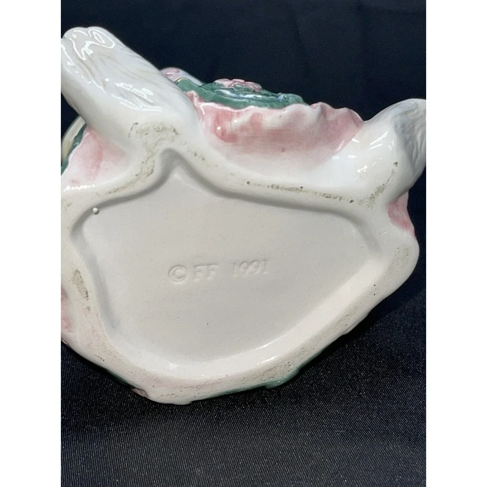 1991 Fitz & Floyd Bloomers Rabbit Bunny Creamer Small Pitcher F&F Fritz Vase